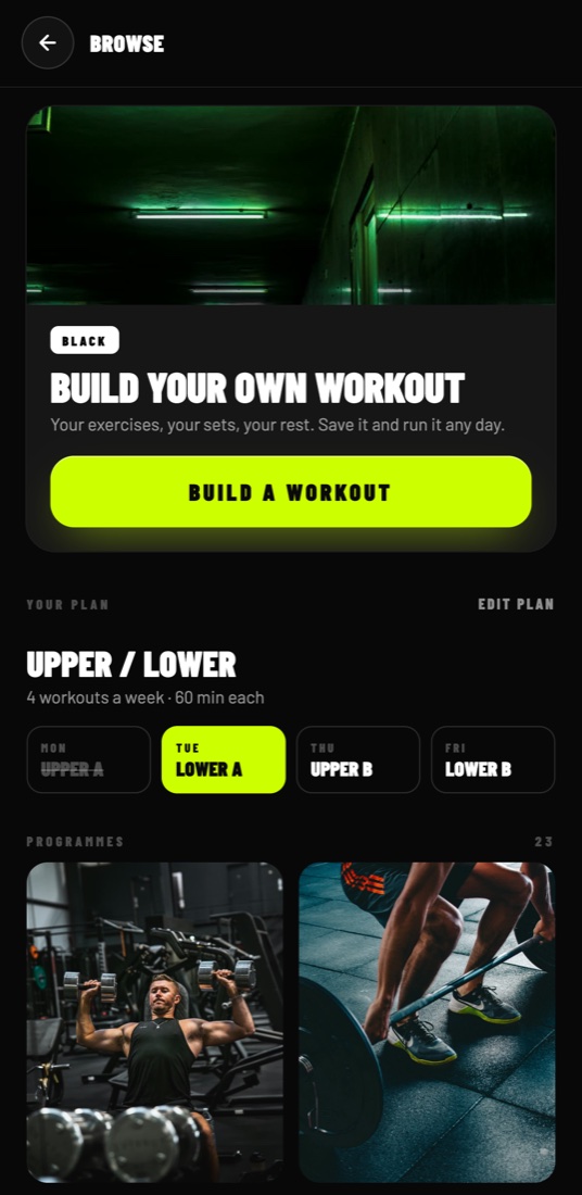 Browse and build your own workout